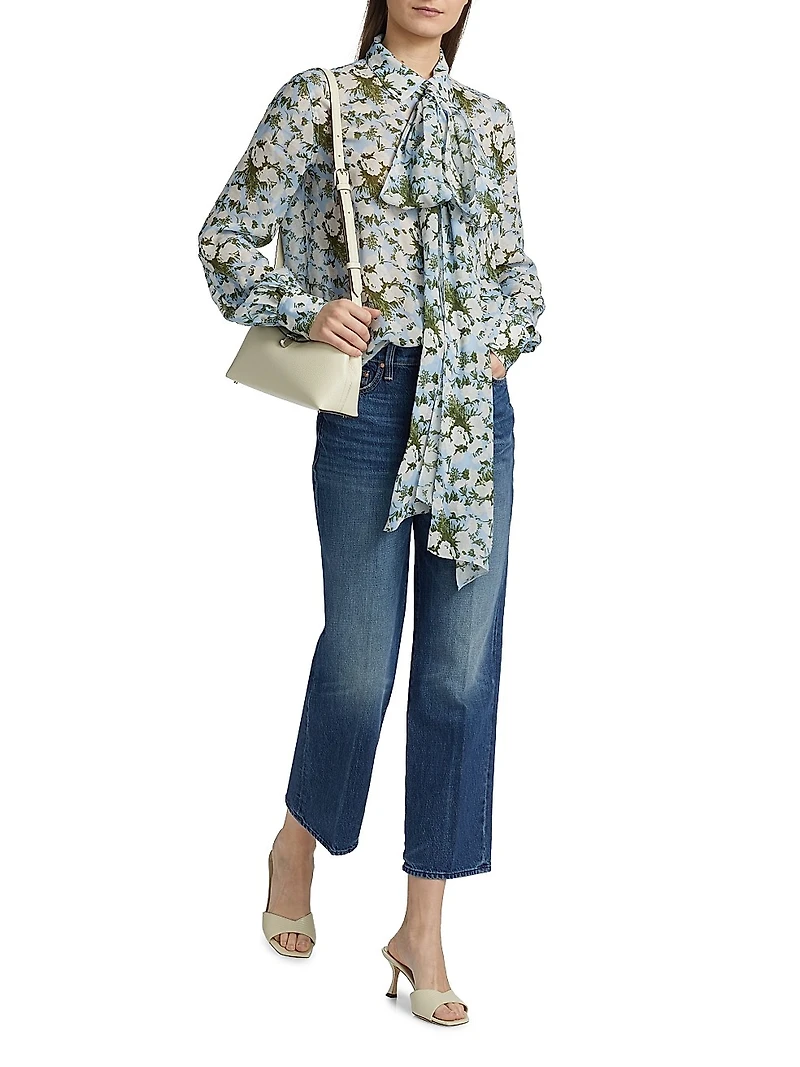 Printed Neck Tie Blouse