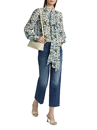 Printed Neck Tie Blouse