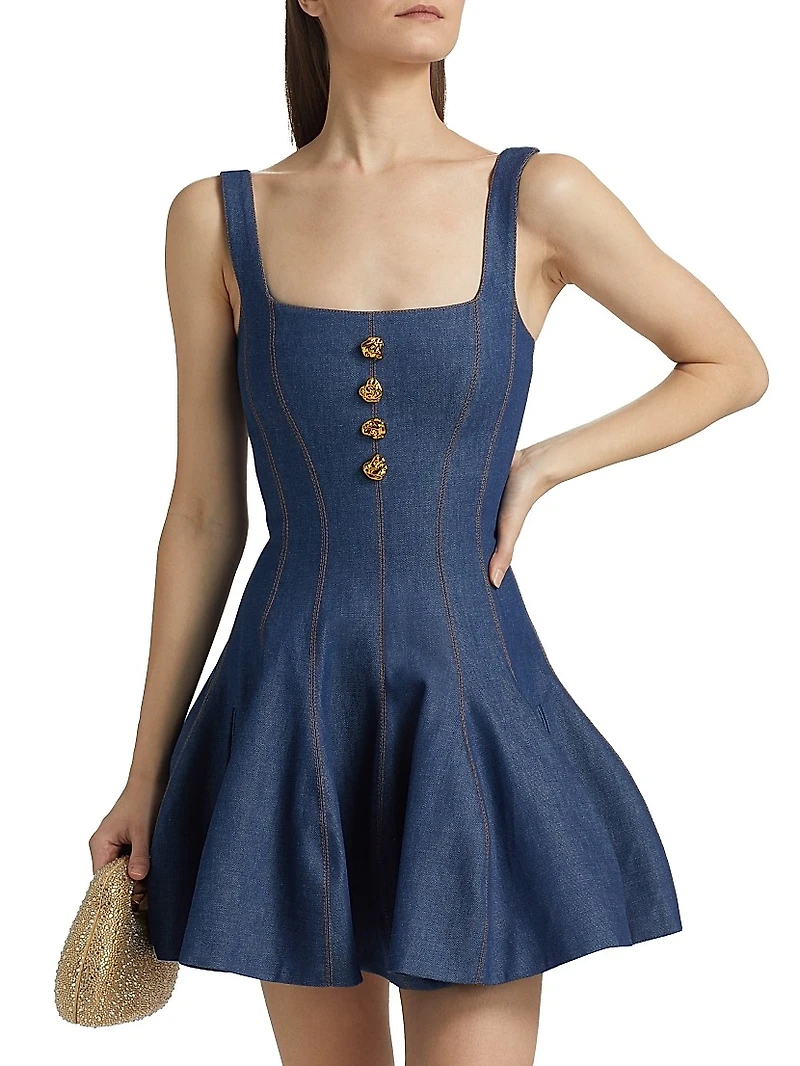 Corset Denim Fit & Flare Minidress