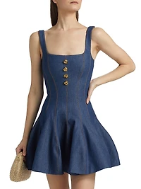 Corset Denim Fit & Flare Minidress
