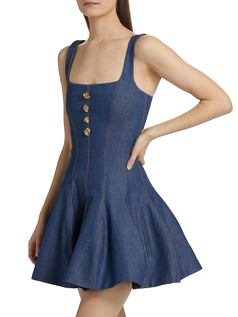 Corset Denim Fit & Flare Minidress