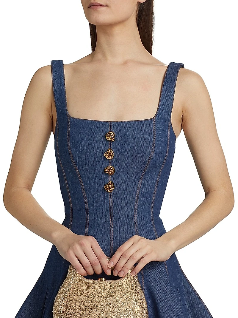 Corset Denim Fit & Flare Minidress