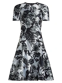 Princess Seam Short-Sleeve Fit & Flare Dress