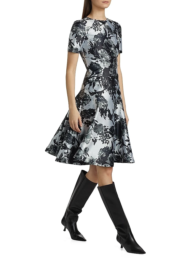 Princess Seam Short-Sleeve Fit & Flare Dress