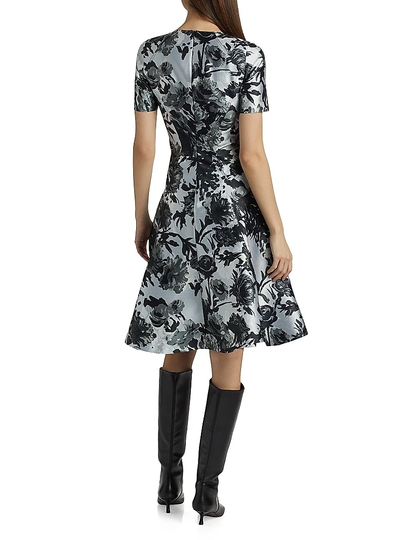 Princess Seam Short-Sleeve Fit & Flare Dress