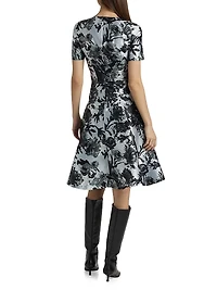 Princess Seam Short-Sleeve Fit & Flare Dress