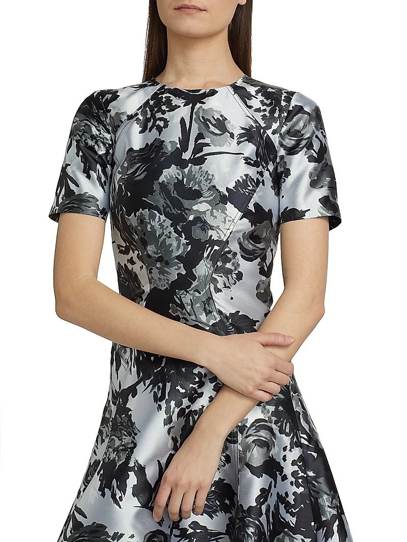 Princess Seam Short-Sleeve Fit & Flare Dress