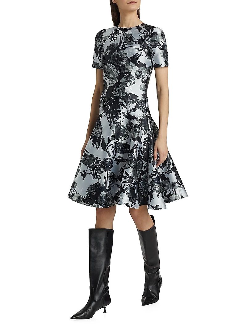 Princess Seam Short-Sleeve Fit & Flare Dress