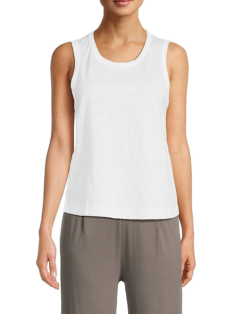 Stretch Linen Crewneck Tank