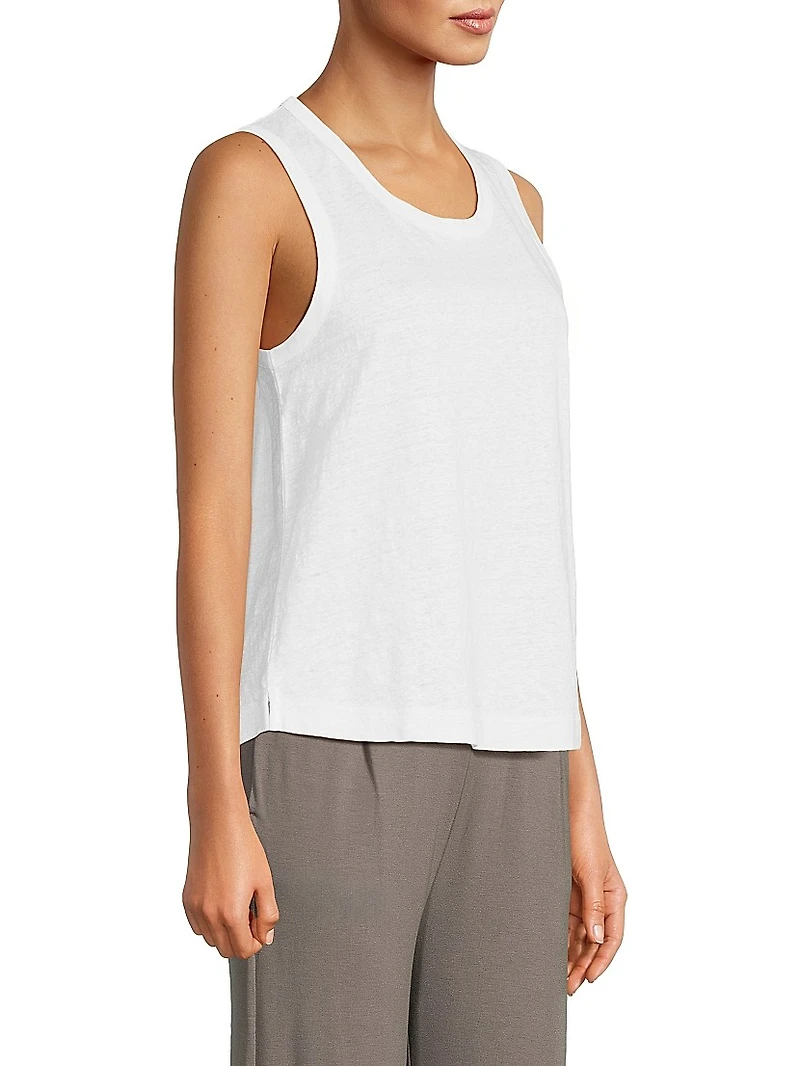 Stretch Linen Crewneck Tank