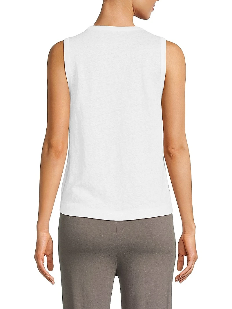 Stretch Linen Crewneck Tank
