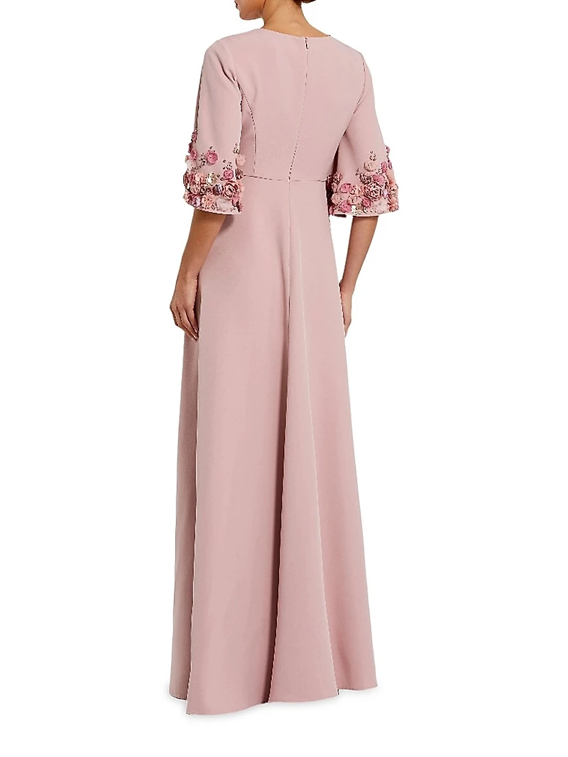 Evening Embellished Stretch-Crepe Gown