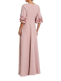 Evening Embellished Stretch-Crepe Gown