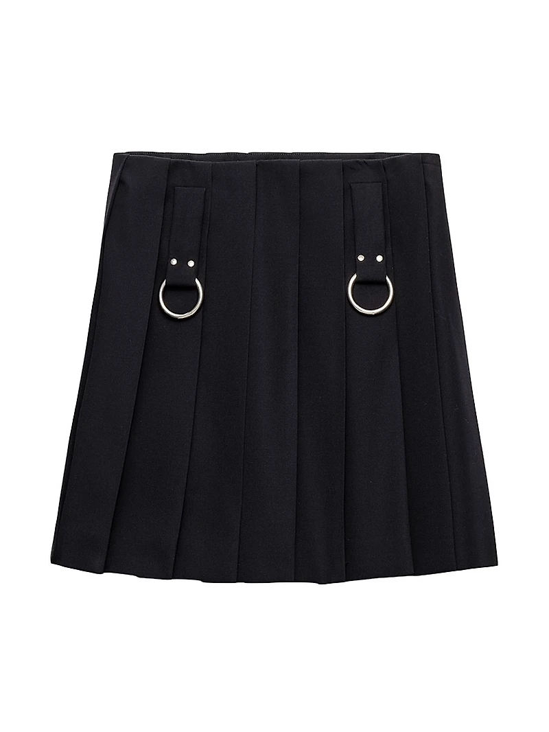Pleated Gabardine Miniskirt