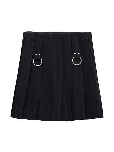 Pleated Gabardine Miniskirt