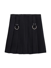 Pleated Gabardine Miniskirt