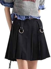 Pleated Gabardine Miniskirt