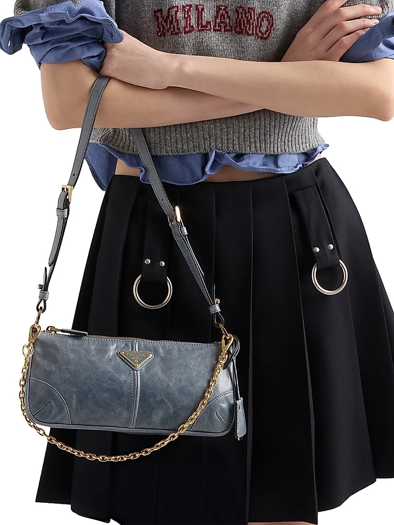 Pleated Gabardine Miniskirt