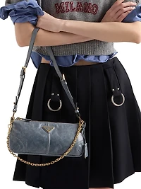 Pleated Gabardine Miniskirt