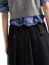 Pleated Gabardine Miniskirt