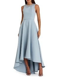 Ieena Embellished Crepe High-Low Gown