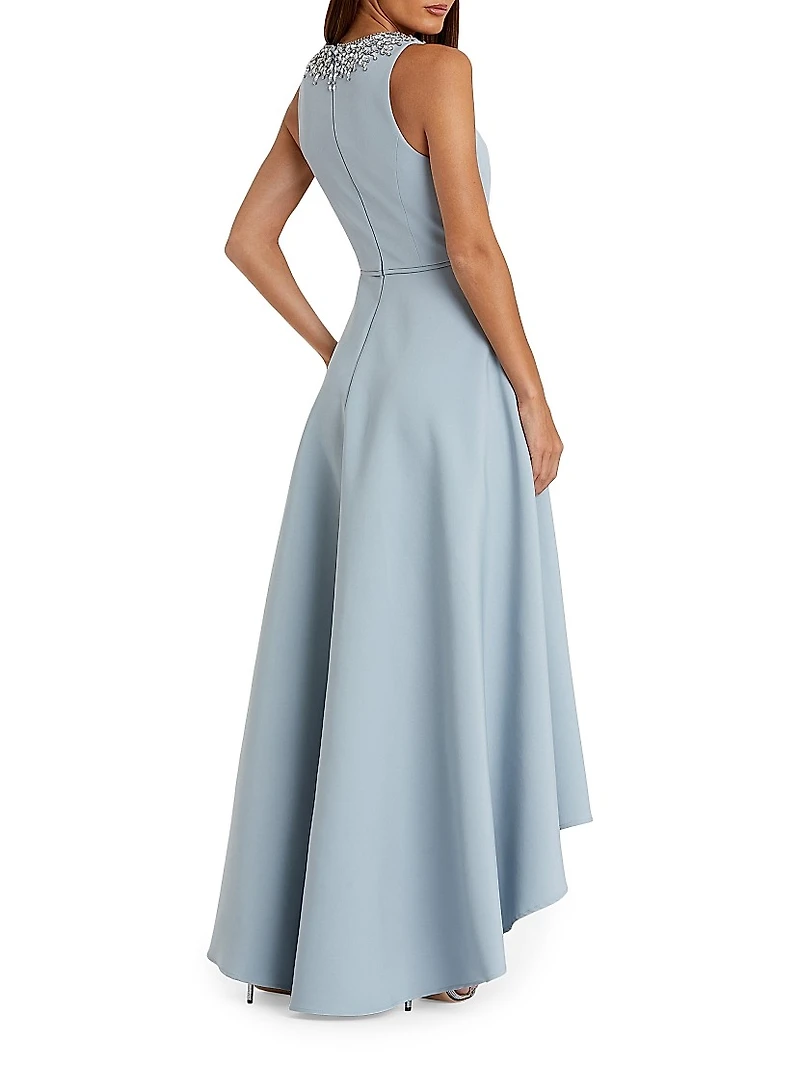 Ieena Embellished Crepe High-Low Gown