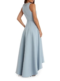 Ieena Embellished Crepe High-Low Gown