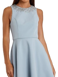 Ieena Embellished Crepe High-Low Gown