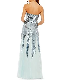 Prom Sequined Strapless Gown