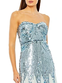 Prom Sequined Strapless Gown