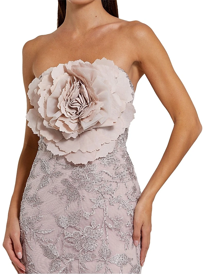 Prom Floral Embellished Strapless Gown