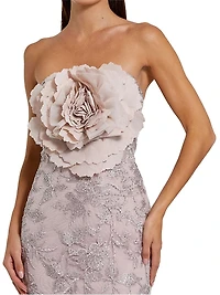 Prom Floral Embellished Strapless Gown