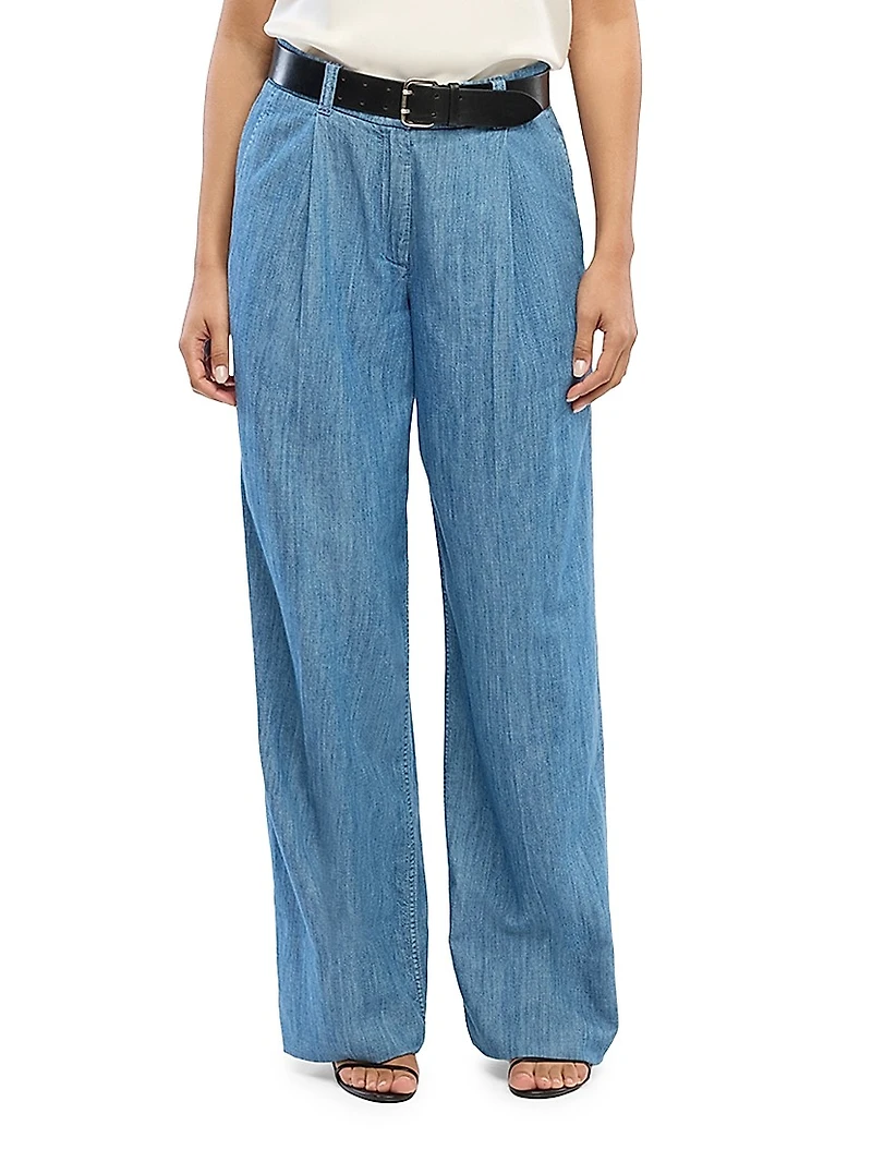 Chambray Relaxed Wide Leg Pants