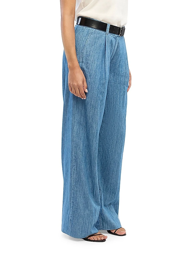 Chambray Relaxed Wide Leg Pants