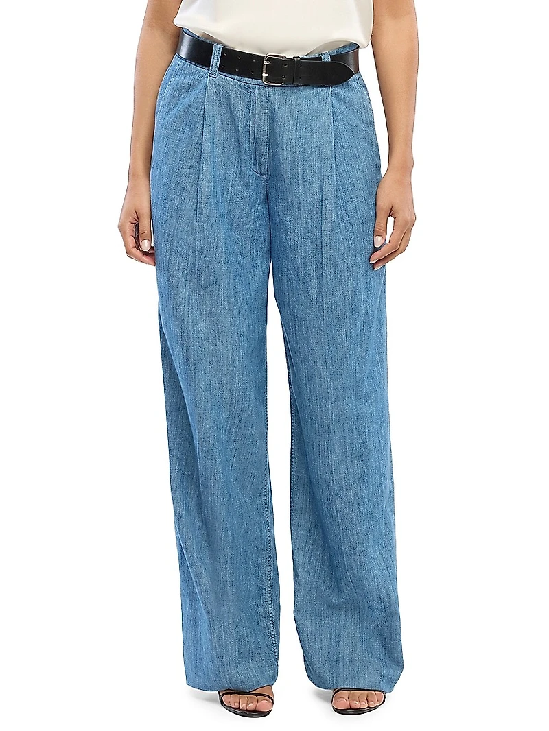 Chambray Relaxed Wide Leg Pants