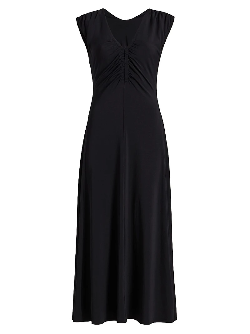 Isabel Ruched Sleeveless Midi-Dress