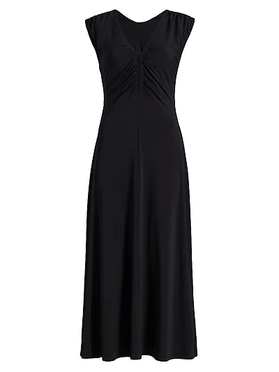 Isabel Ruched Sleeveless Midi-Dress