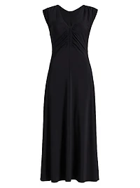 Isabel Ruched Sleeveless Midi-Dress