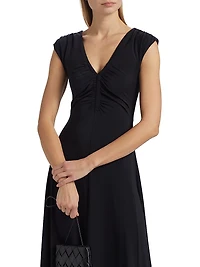 Isabel Ruched Sleeveless Midi-Dress