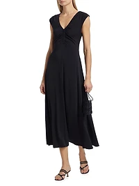Isabel Ruched Sleeveless Midi-Dress