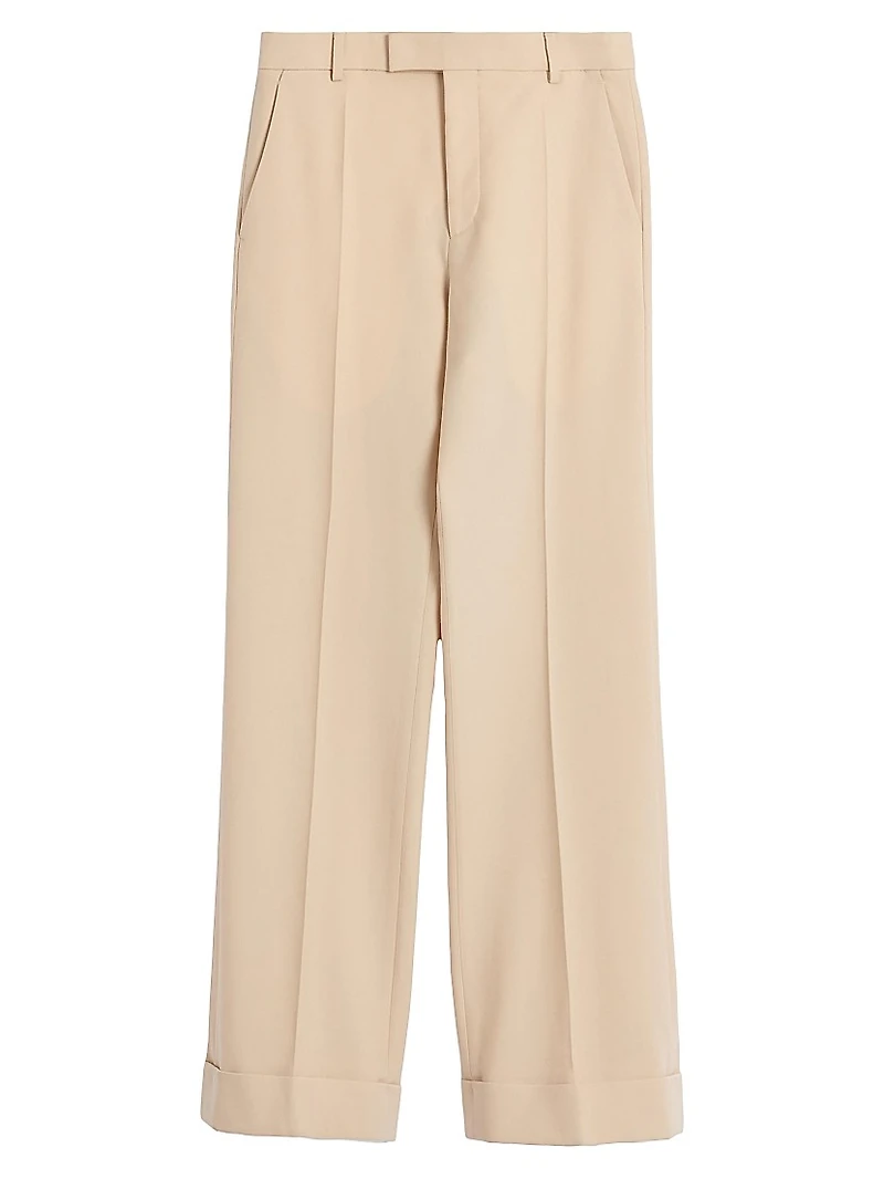 Wool Gabardine Pants with Turn-ups