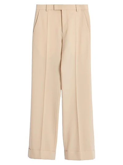 Wool Gabardine Pants with Turn-ups