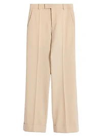 Wool Gabardine Pants with Turn-ups