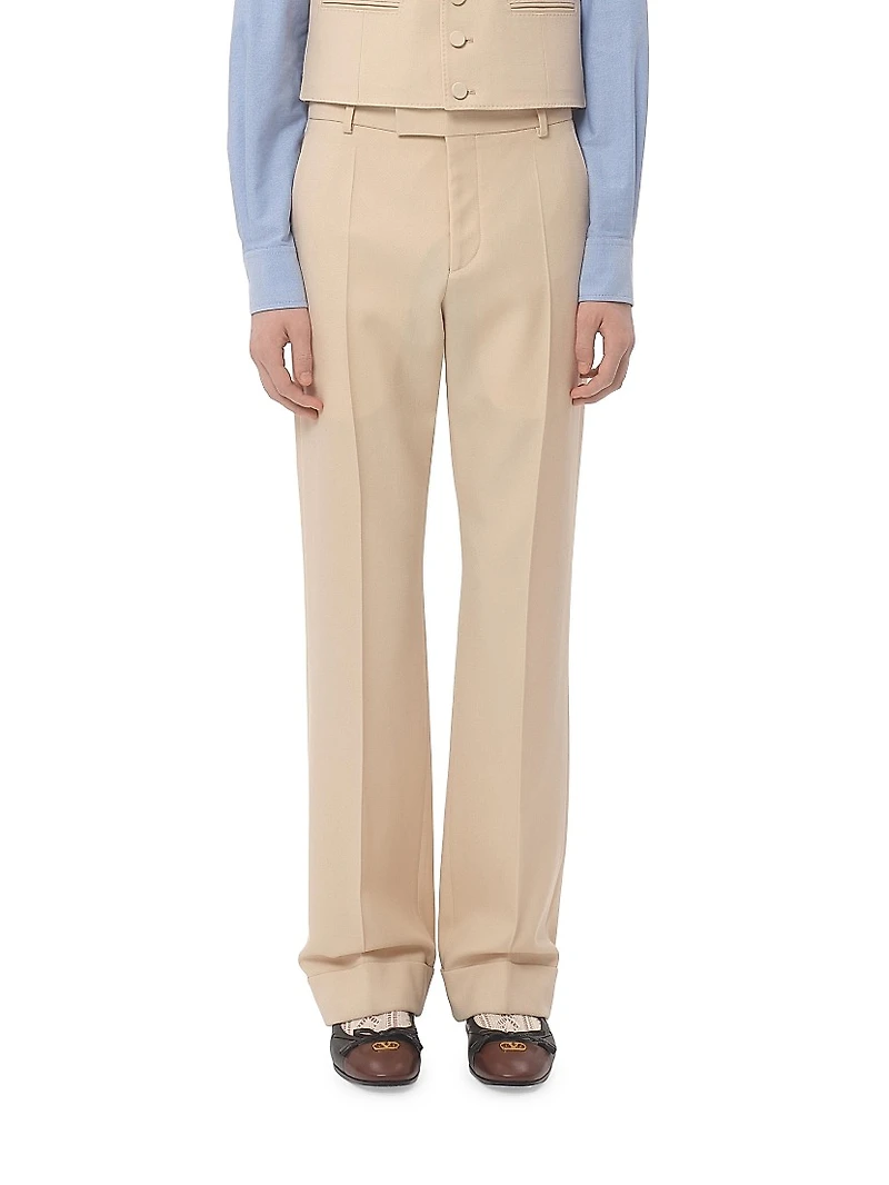 Wool Gabardine Pants with Turn-ups