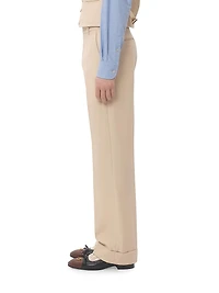 Wool Gabardine Pants with Turn-ups