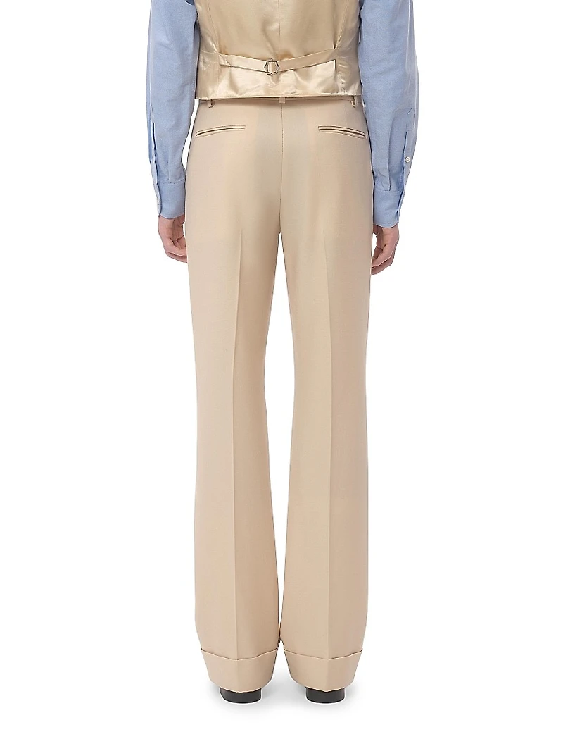 Wool Gabardine Pants with Turn-ups