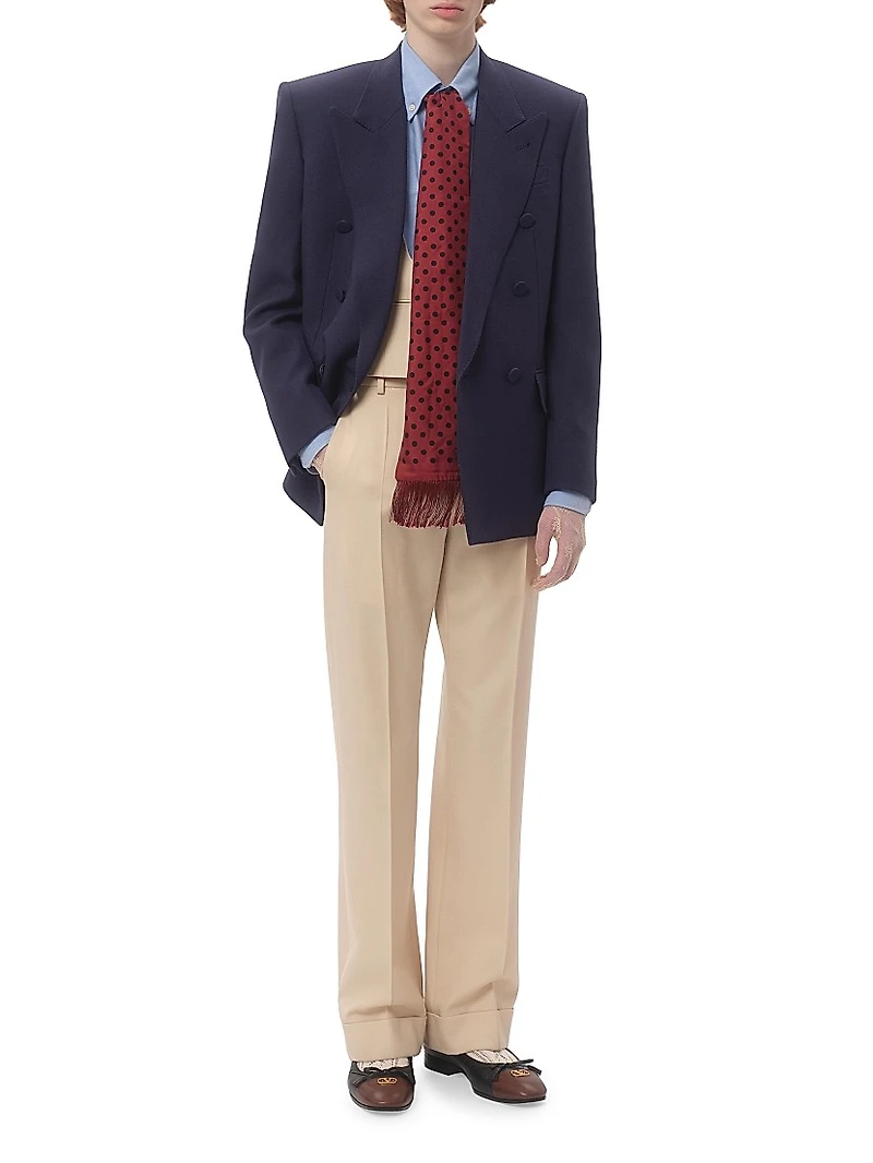 Wool Gabardine Pants with Turn-ups