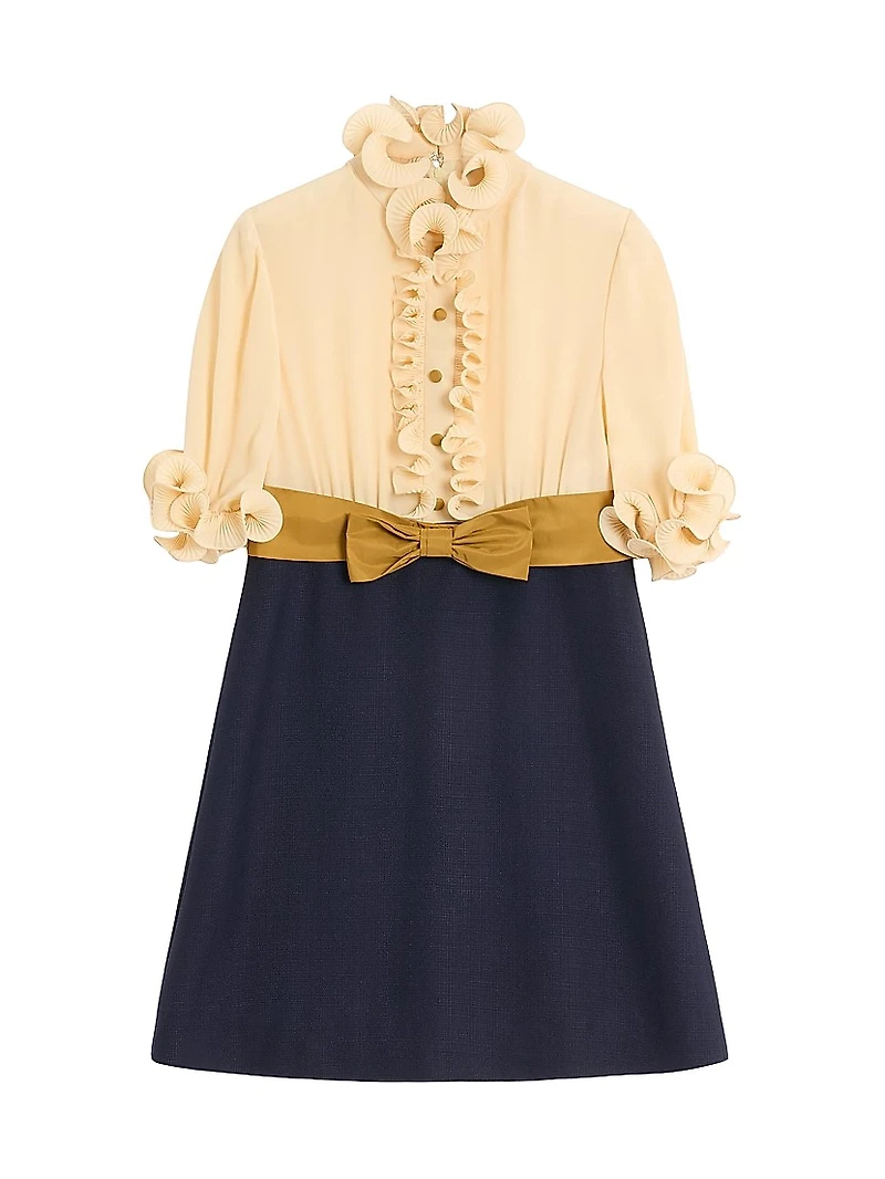 Crepe De Chine and Viscose Short Dress