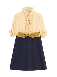 Crepe De Chine and Viscose Short Dress