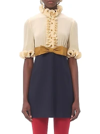 Crepe De Chine and Viscose Short Dress